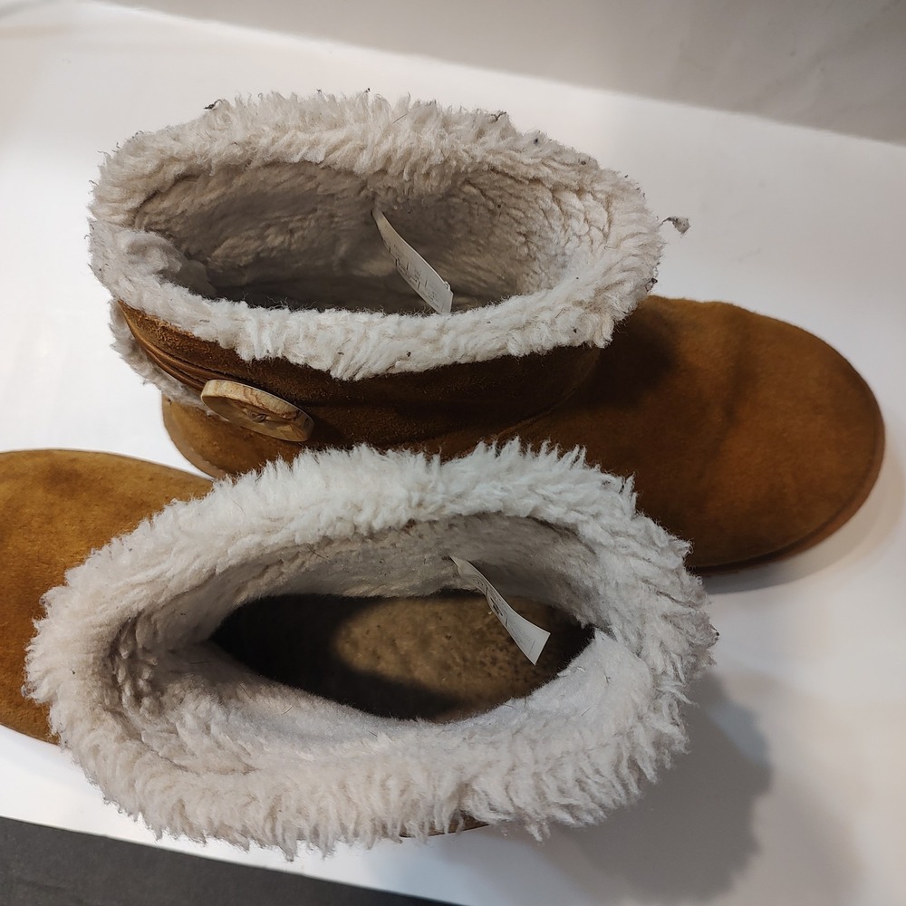 Koolaburra UGG Nalie Mini Boots Women Sz 8 Chestnut Suede Faux Fur 1145890 - Picture 7 of 9